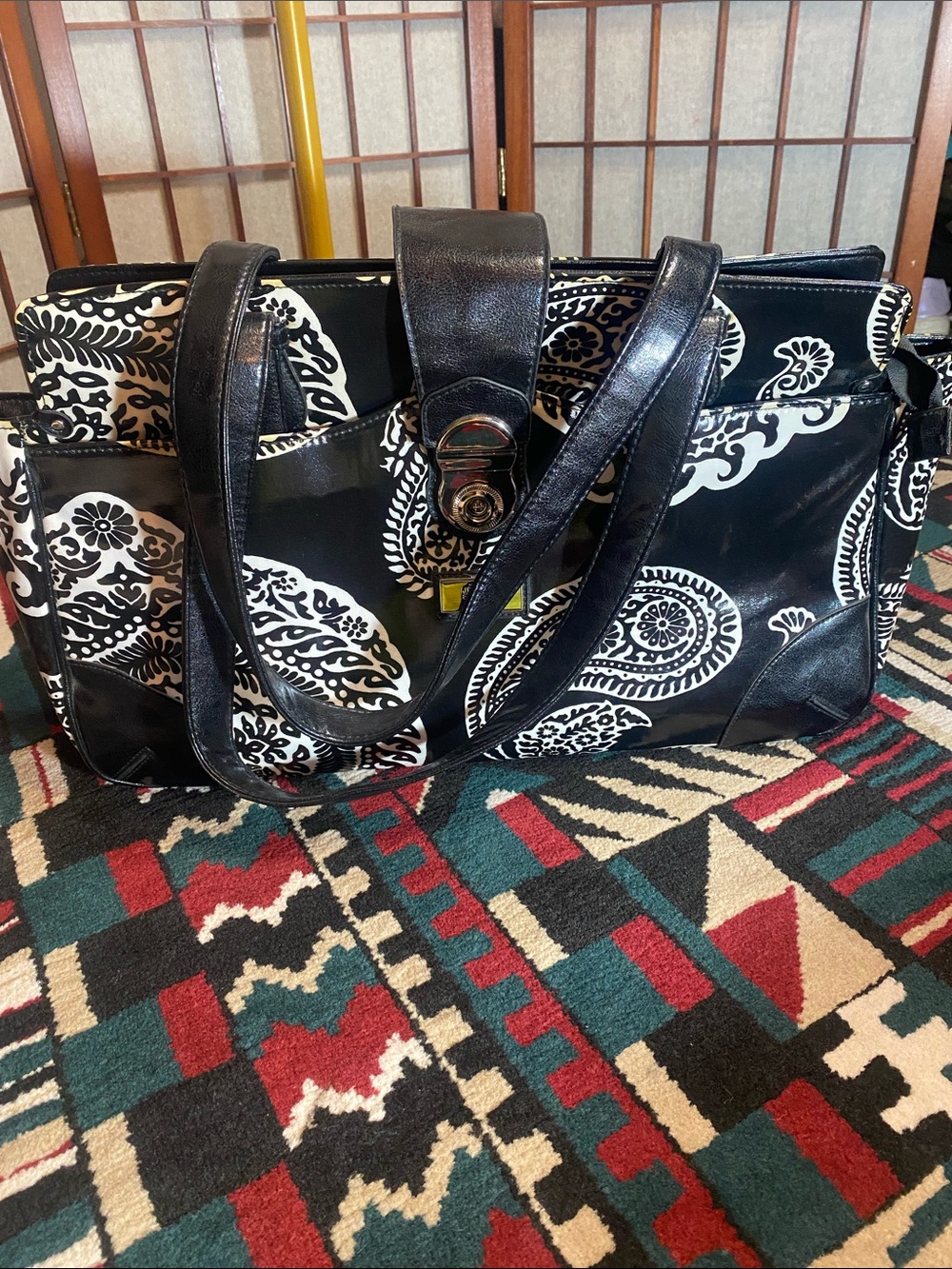 Gigi Hill Latched Water Resistant Tote Purse with Striped Interior - Picture 16 of 17